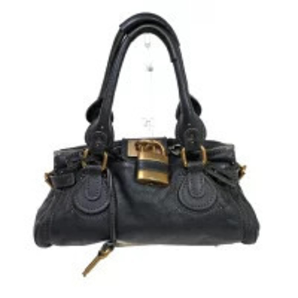 Chloe Paddington Shoulder Bag Handbag Black Leather Padlock